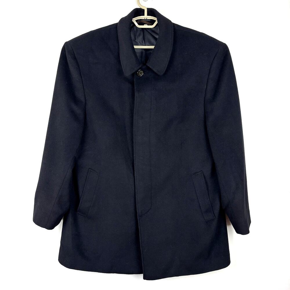 Lauren Ralph Lauren Men's Black Wool Blend Pea Coat 46R classic minimalist